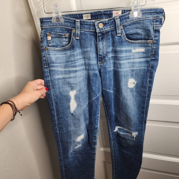 AG Adriano Goldschmied Stevie Ankle Slim Straight Jeans Distressed 29R - Picture 7 of 11
